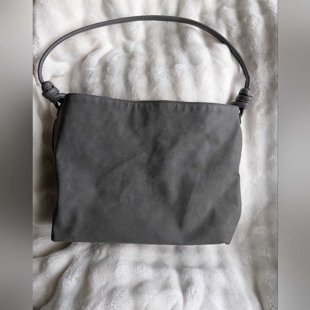 8 Other Reasons Gray Vegan Leather Tote Shoulder Bag Large Minimalist